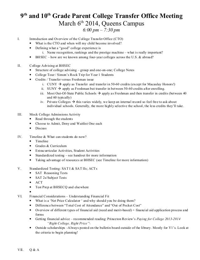 parent conference agenda