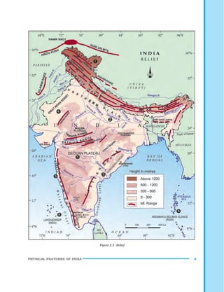 PHYSICAL FEATURES OF INDIA 9
Figure 2.2 : Relief
 