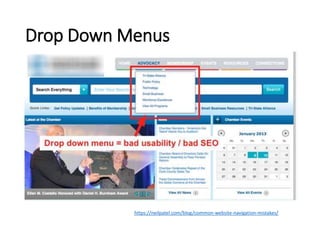 Drop Down Menus
https://neilpatel.com/blog/common-website-navigation-mistakes/
 