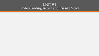UNIT 9.1
Understanding Active and Passive Voice
 