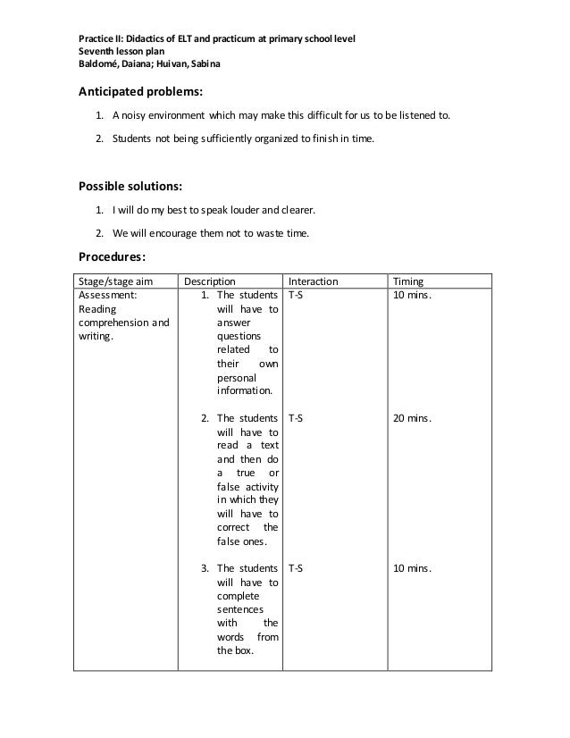 9th Lesson Plan