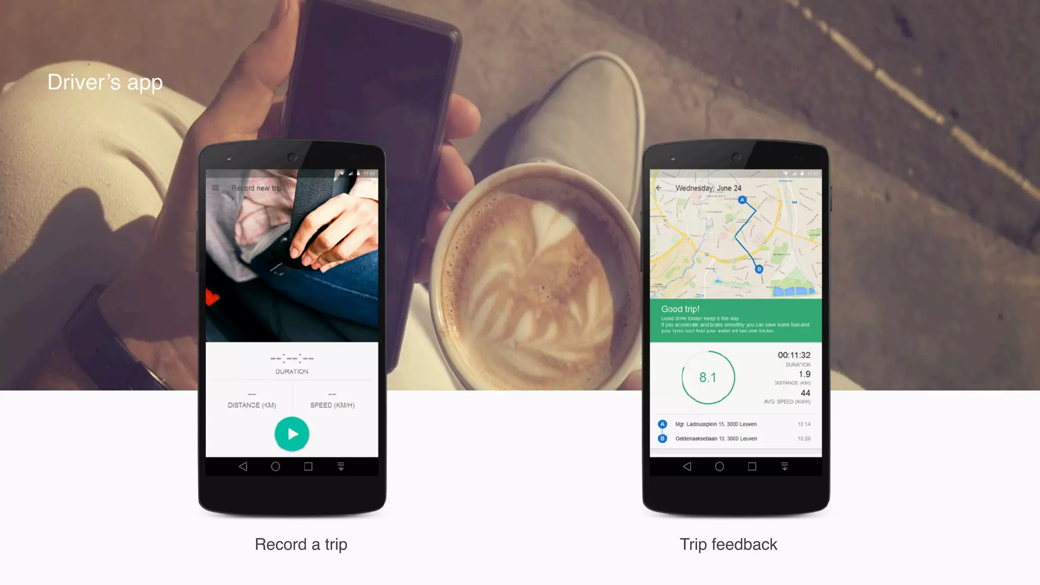 Driver’s app
Record a trip Trip feedback
 