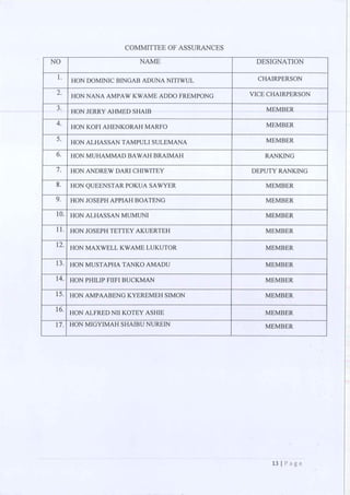 All of the Ninth Parliament Committees in Ghana