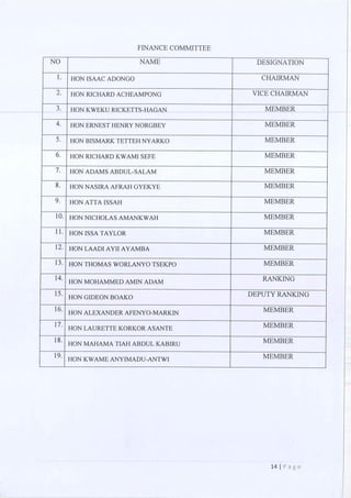 All of the Ninth Parliament Committees in Ghana