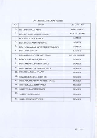 All of the Ninth Parliament Committees in Ghana