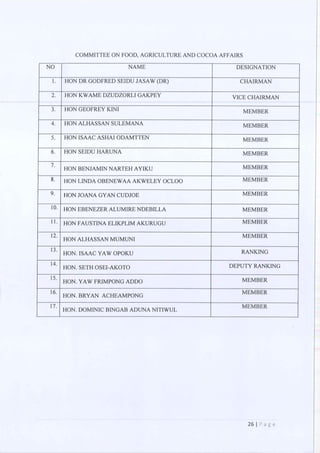 All of the Ninth Parliament Committees in Ghana