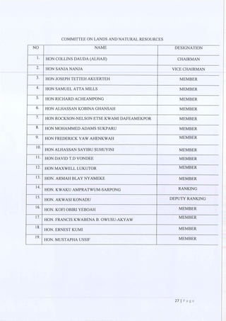 All of the Ninth Parliament Committees in Ghana