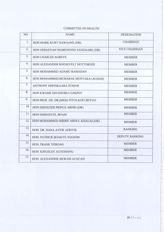 All of the Ninth Parliament Committees in Ghana