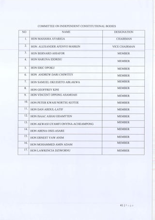 All of the Ninth Parliament Committees in Ghana