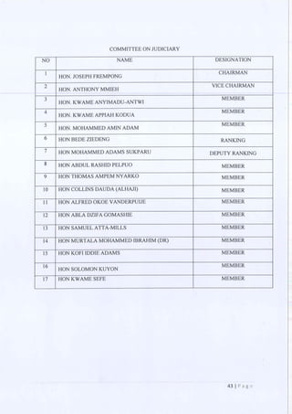 All of the Ninth Parliament Committees in Ghana