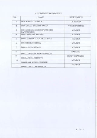 All of the Ninth Parliament Committees in Ghana