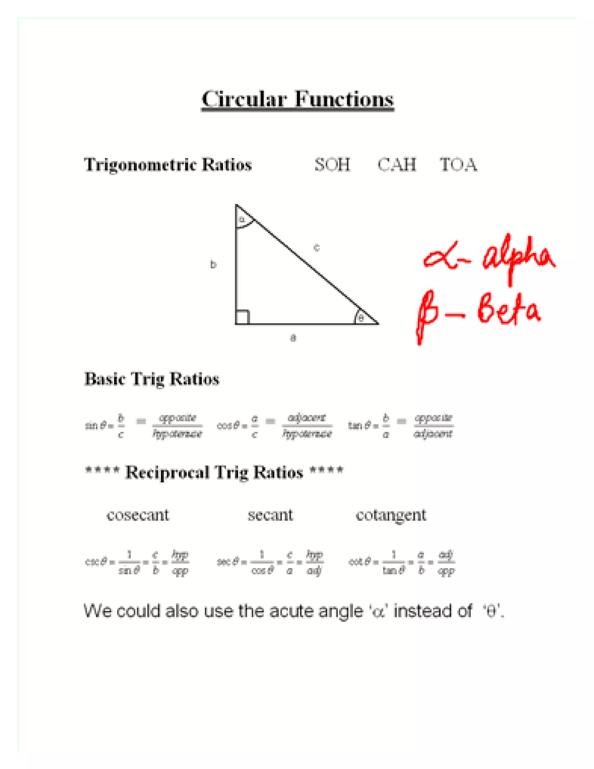 Terminal Triangle 9th sept. comp., supp., coterminal, angles & similar triangles | PDF