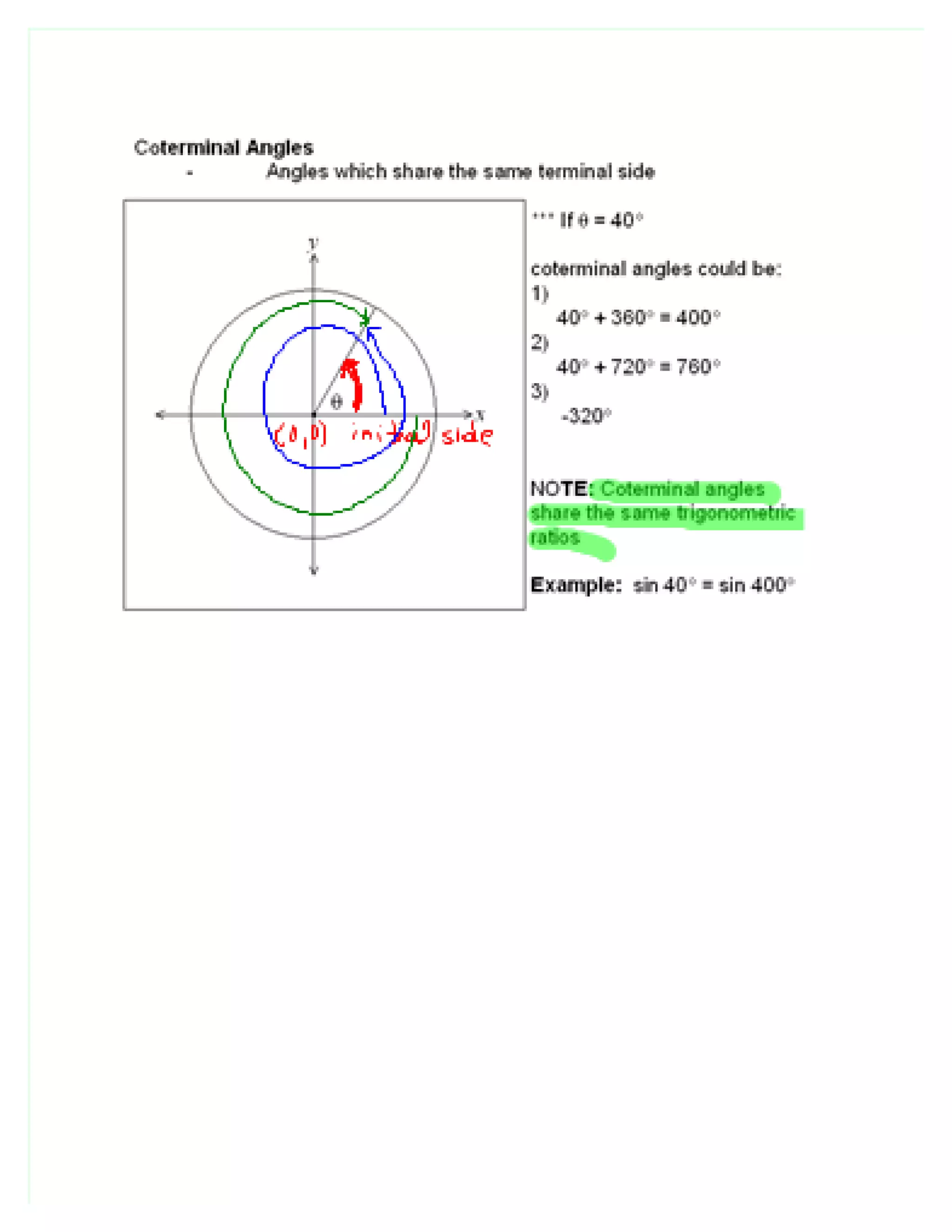 Terminal Triangle 9th sept. comp., supp., coterminal, angles & similar triangles | PDF
