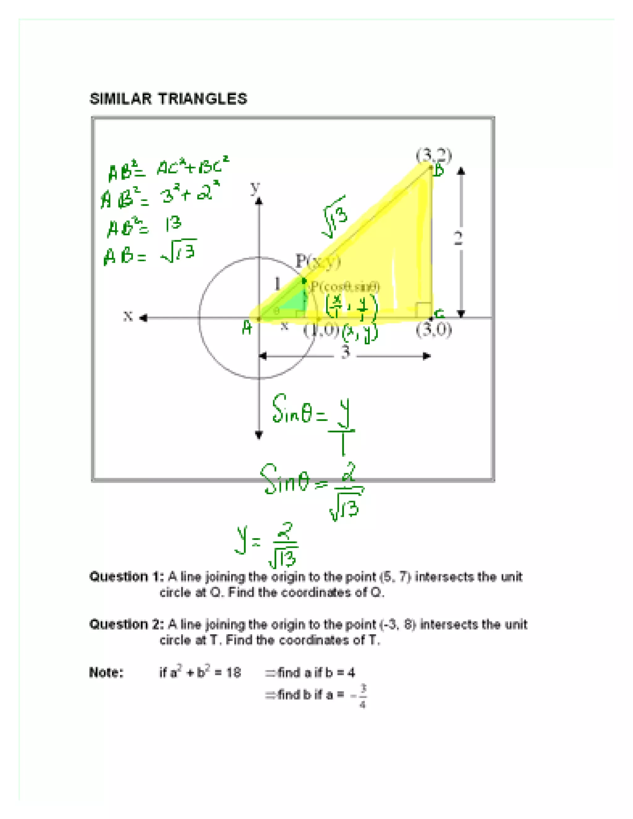 Terminal Triangle 9th sept. comp., supp., coterminal, angles & similar triangles | PDF