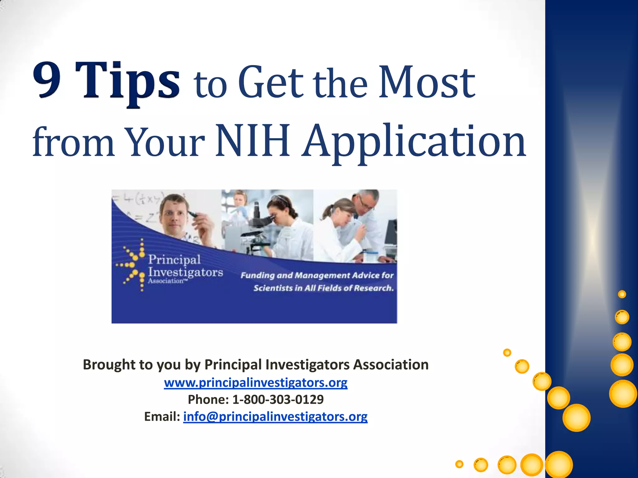 9 tips to get the most from your nih application ppt