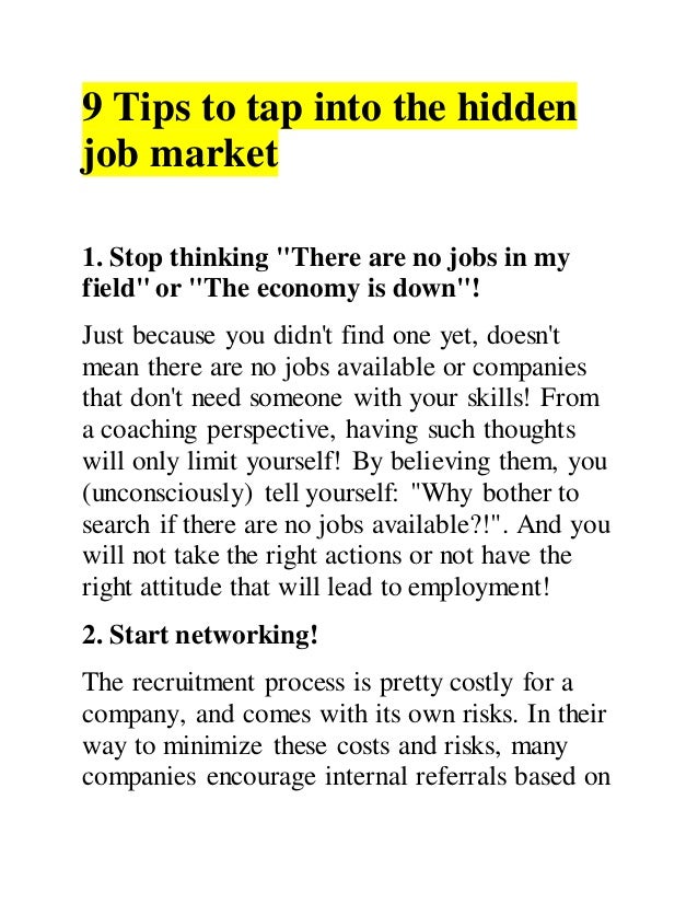 9 tips to tap into the hidden job market the hidden job market
