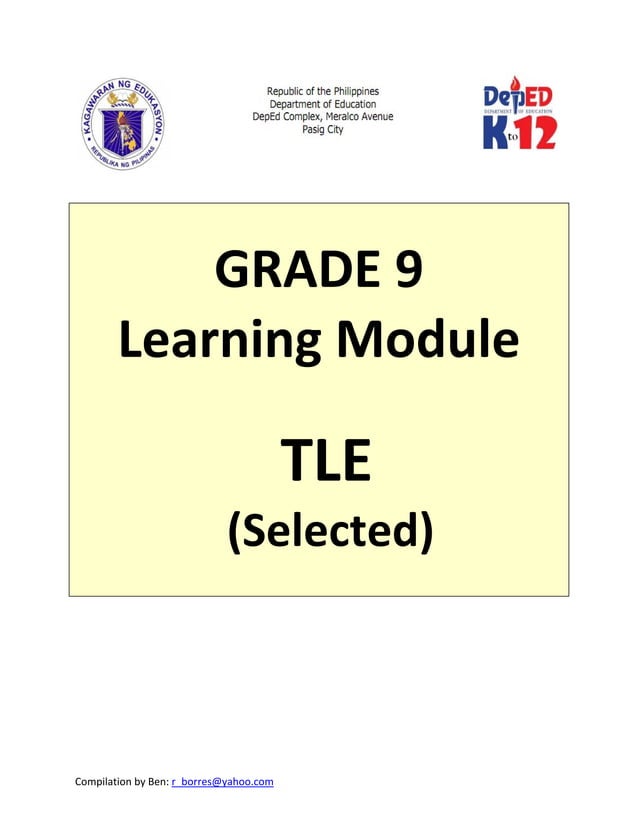 Grade 9 Learning Module in Technology and Livelihood Education ...