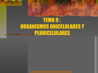 TEMA 9 :
ORGANISMOS UNICELULARES Y
     PLURICELULARES
 