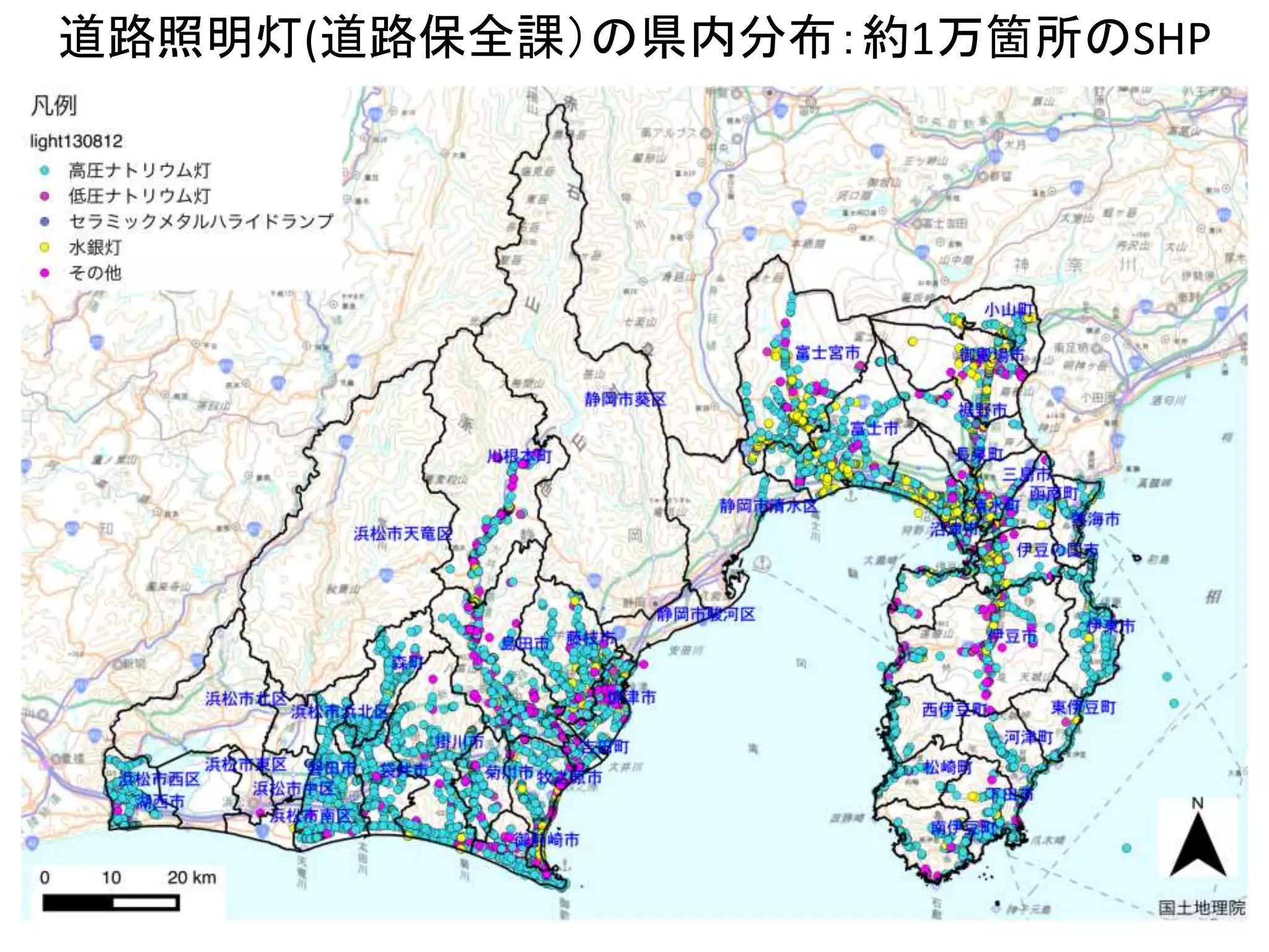 25
道路照明灯(道路保全課）の県内分布：約1万箇所のSHP
 