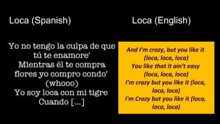 Loca (Spanish) Loca (English)
 