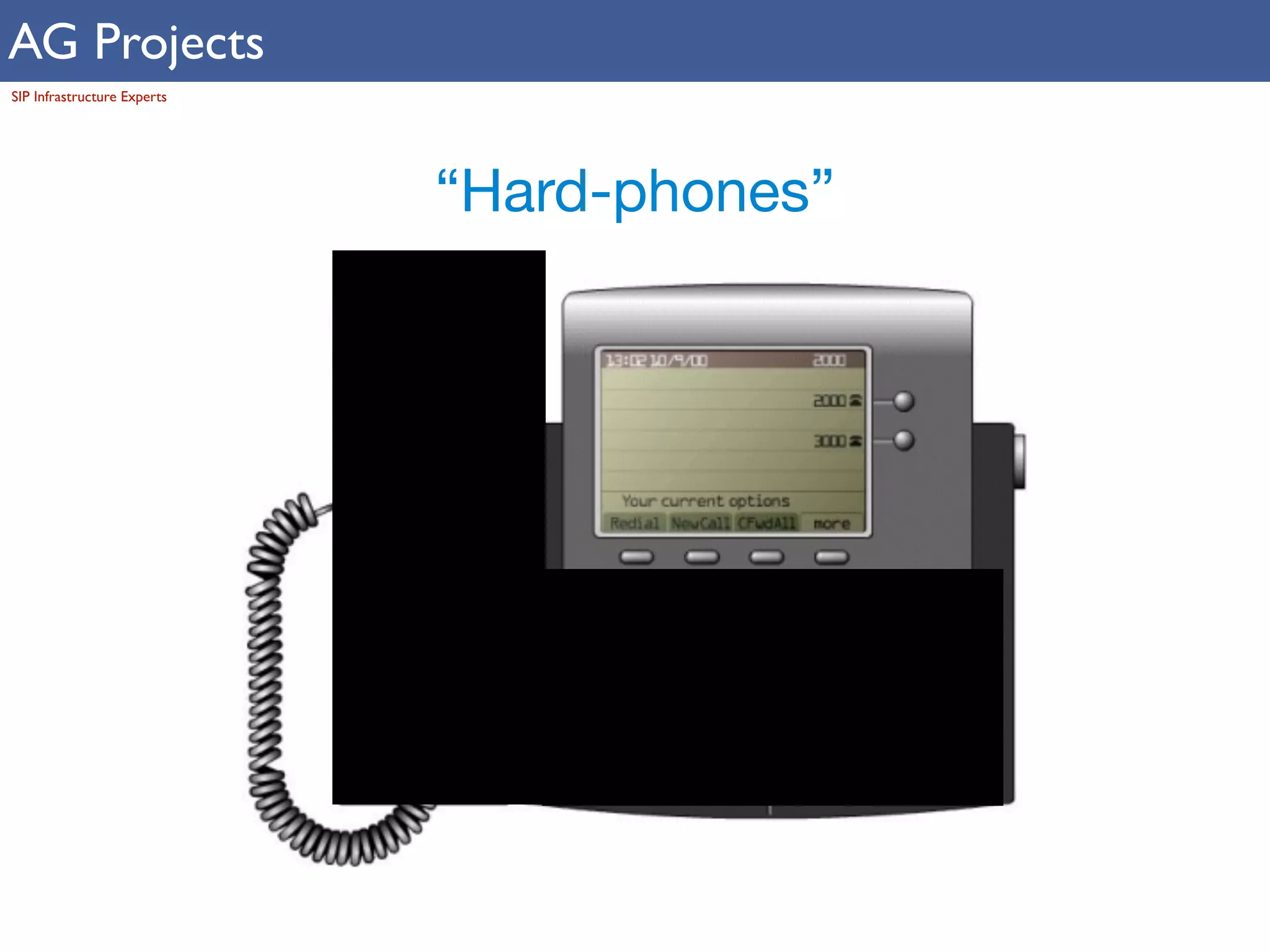 AG Projects 
SIP Infrastructure Experts 
“Hard-phones” 
 