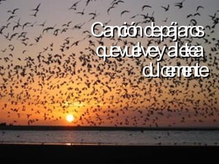 Canción de pájaros  que vuelve y aletea  dulcemente 