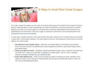 9 ways to avoid root canal surgery