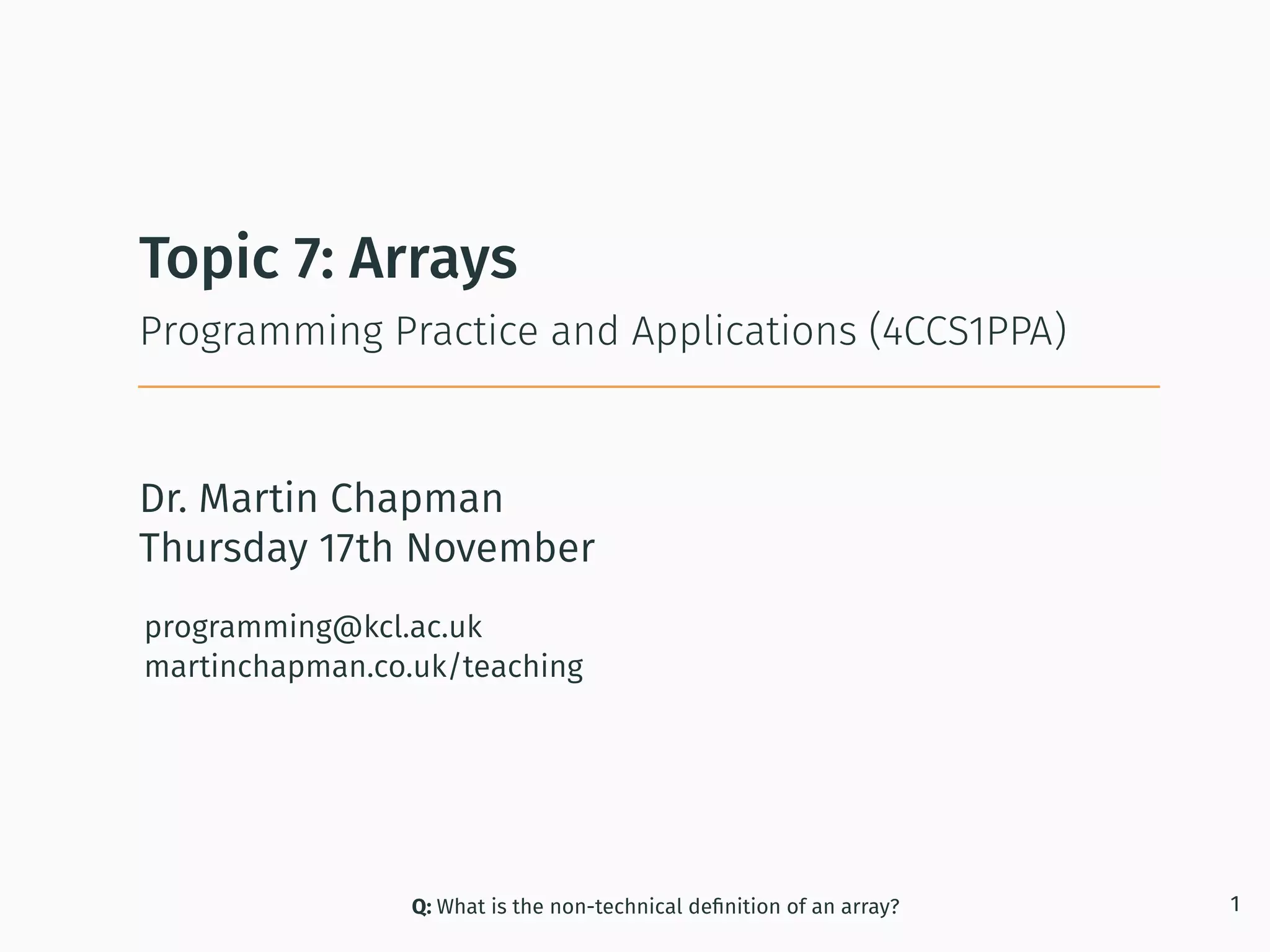 Programming in Java: Arrays | PPT