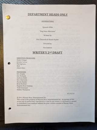 9x05 Dog Dean Afternoon Writers' Second Draft