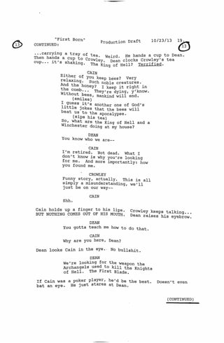 9.11 First Born   Call sheets day 5-8 