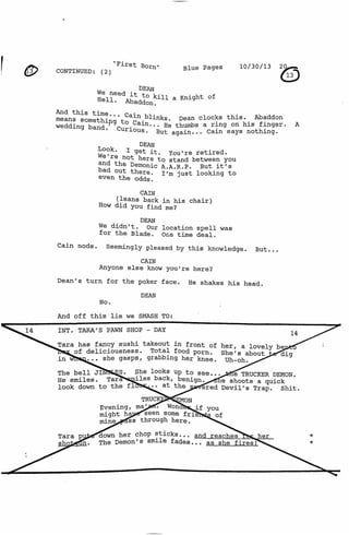 9.11 First Born   Call sheets day 5-8 