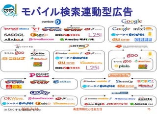 モバイル検索連動型広告
2015/6/24 75高度情報化と社会生活
 