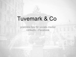 Tuvemark & Co
praktiska tips för sociala medier
LinkedIn - Facebook
 