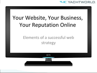 Your Website, Your Business, Your Reputation Online Elements of a successful web strategy 