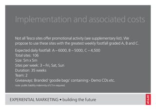 Implementation and associated costs
  Not all Tesco sites offer promotional activity (see supplementary list). We
  propos...
