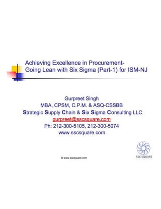 Achieving Excellence In Procurement Using Lean And Six Sigma By Gurpreet Singh