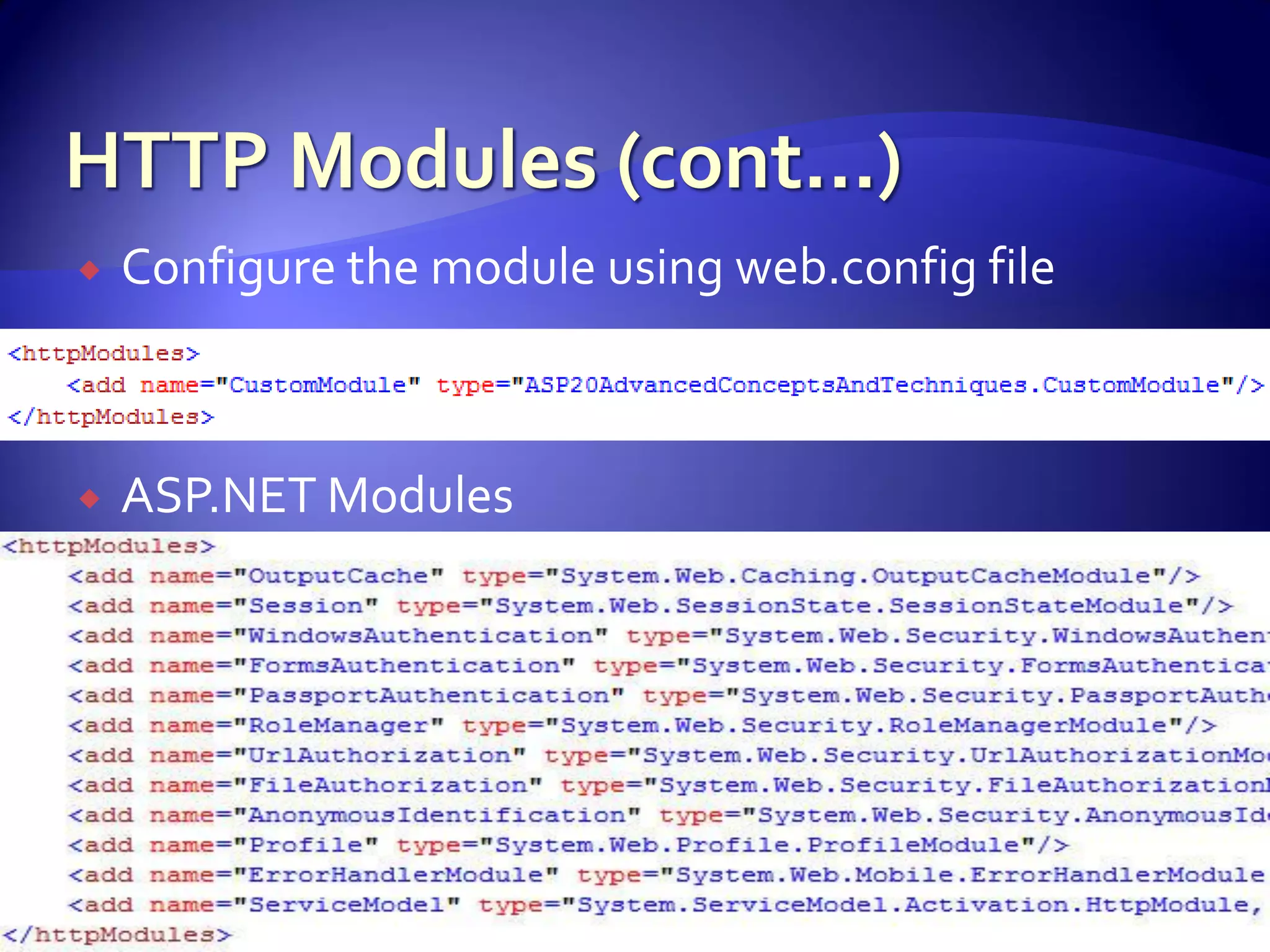 Advanced Asp.Net Concepts And Constructs
