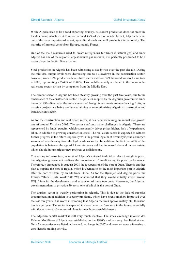 Algeria Economic Strategic Outlook 12 2008