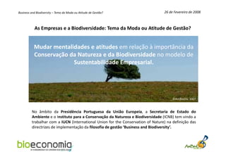 Estratégias de Business & Biodiversity