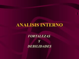 ANALISIS INTERNO FORTALEZAS  Y  DEBILIDADES 