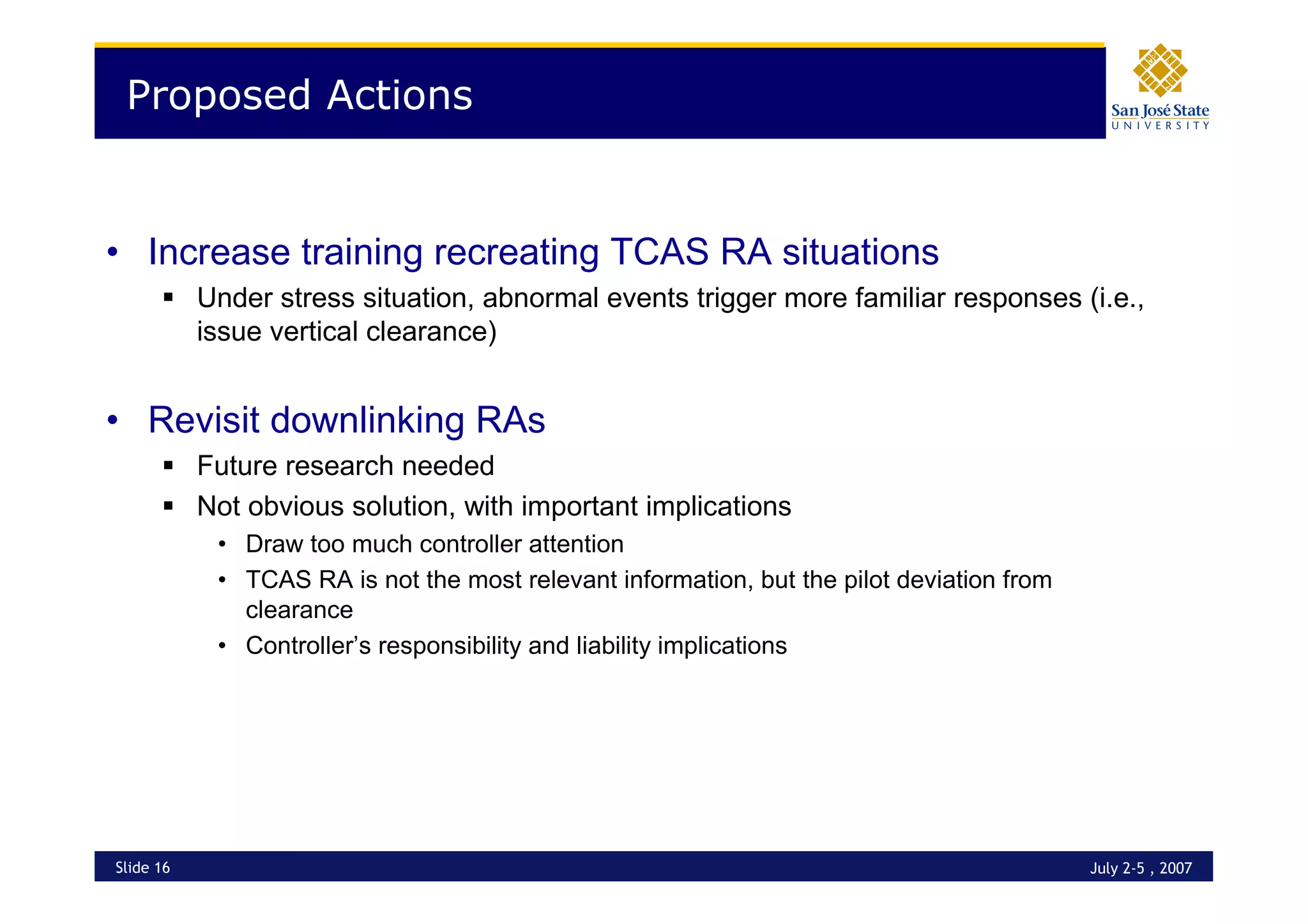 Operational Errors - Interaction with TCAS RAs