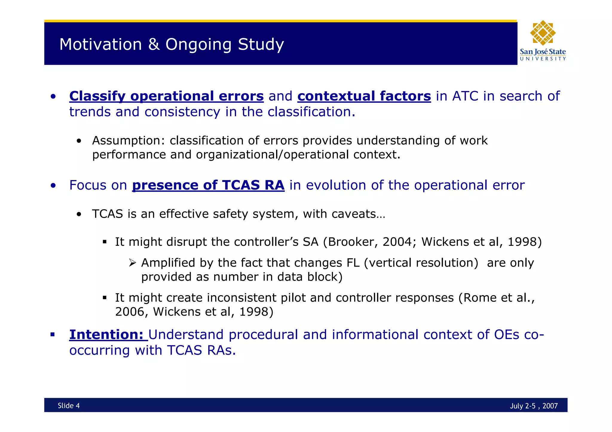 Operational Errors - Interaction with TCAS RAs