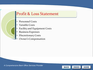 BACK INDEX HOME A Comprehensive Back Office Services Provider 