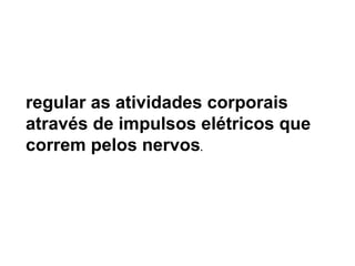 regular as atividades corporais através de impulsos elétricos que correm pelos nervos . 