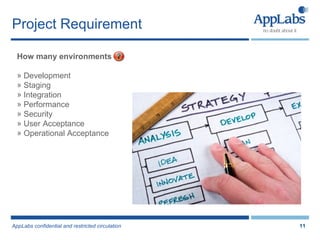 Project Requirement How many environments Development  Staging  Integration Performance Security User Acceptance Operational Acceptance 