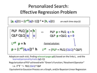 Personalized Search:
           Effective Regression Problem
 [p, q](t) = (Leff[q(t-1)]) -1 • [h, u](t)              on ea...
