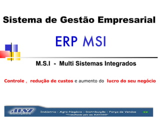 Controle  ,  redução de custos  e aumento do  lucro do seu negócio Sistema de Gestão Empresarial  ERP   MSI M.S.I  -  Multi Sistemas Integrados 