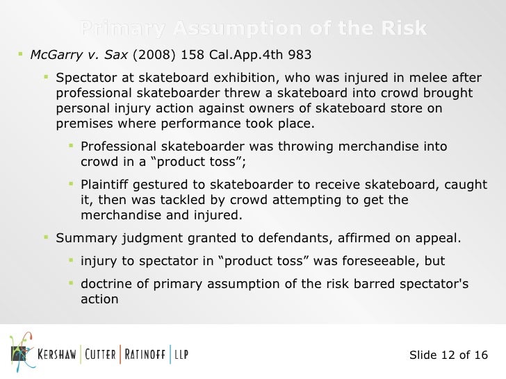 Assumption Of Risk In Premises Liability
