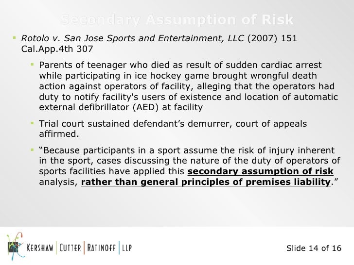 Assumption Of Risk In Premises Liability