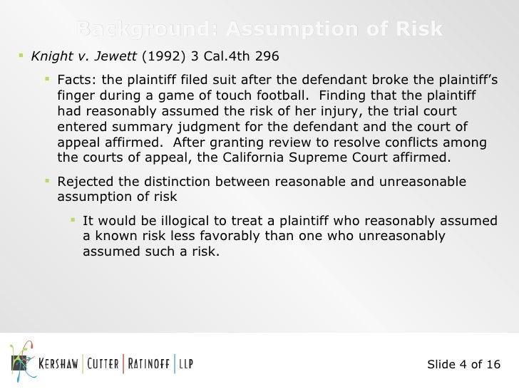 Assumption Of Risk In Premises Liability